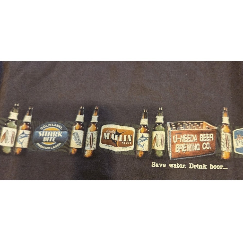 Newport Blue Tank Top Mens XL Charcoal Grey Save Water Drink Beer Graphic Tee